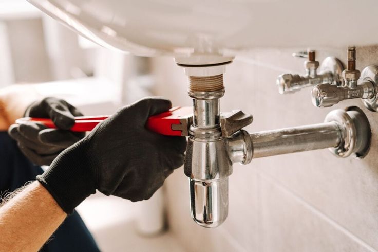 Plumber fixing a pipe